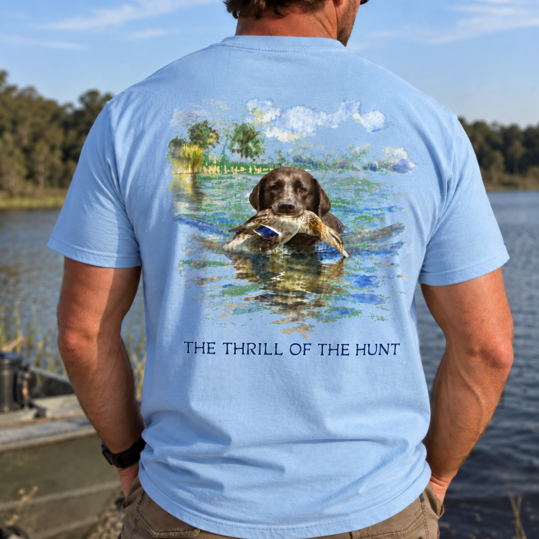 Champ6 | Thrill of The Hunt Chocolate Lab, Duck Hunter Tee - New Drop!