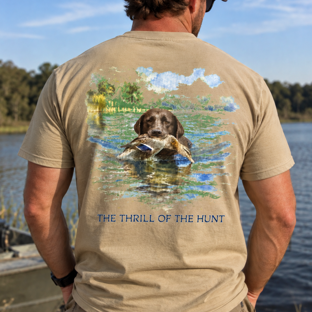Champ6 | Thrill of The Hunt Chocolate Lab, Duck Hunter Tee - New Drop!